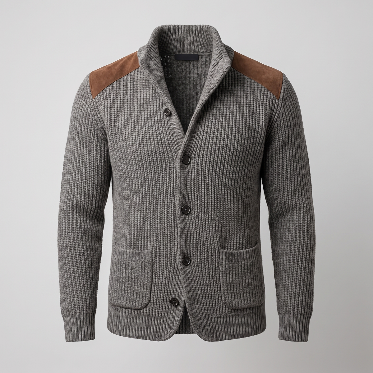 Cardigan homme maille col châle à empiècements