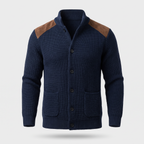 Cardigan homme maille col châle à empiècements