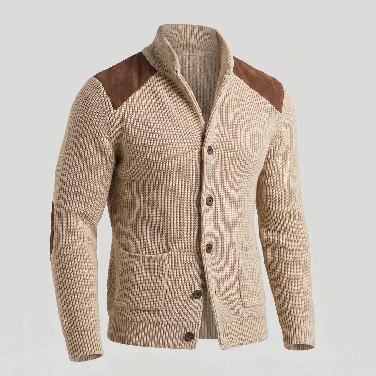 Cardigan homme maille col châle à empiècements