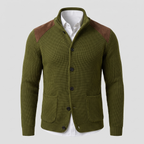 Cardigan homme maille col châle à empiècements