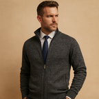 Cardigan homme maille col montant zippé