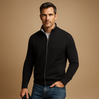 Cardigan homme maille col montant zippé