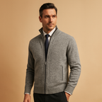 Cardigan homme maille col montant zippé