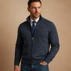Cardigan homme maille col montant zippé