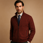 Cardigan homme maille col montant zippé