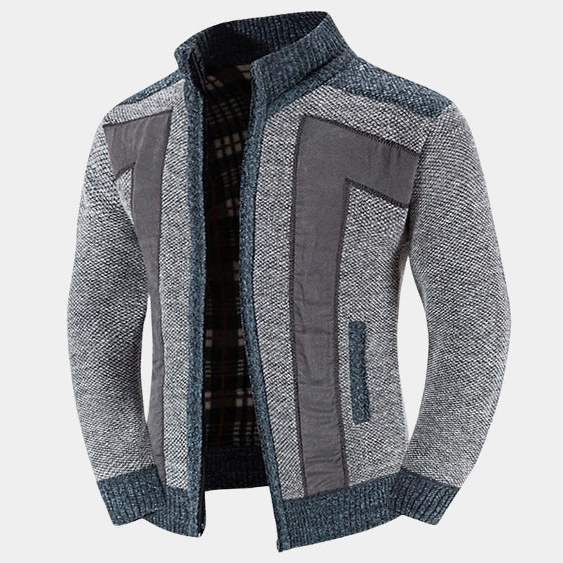 Cardigan homme maille structurée col montant zippé