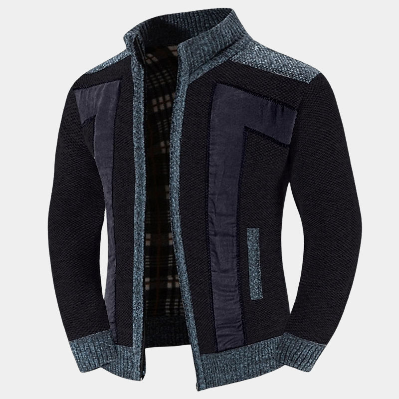 Cardigan homme maille structurée col montant zippé