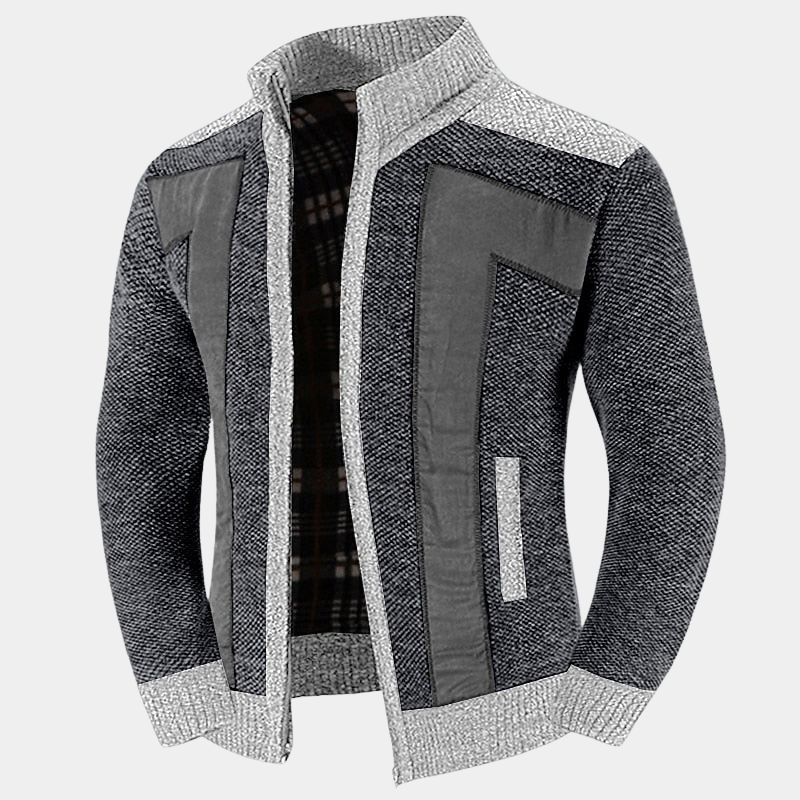 Cardigan homme maille structurée col montant zippé