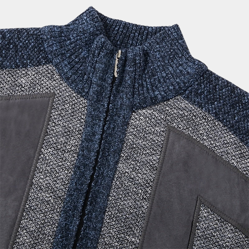 Cardigan homme maille structurée col montant zippé