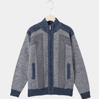 Cardigan homme maille structurée col montant zippé