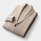 Cardigan homme maille torsadée col châle