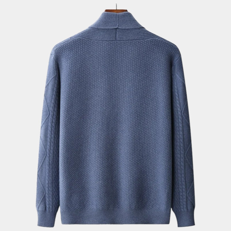 Cardigan homme maille torsadée col châle