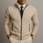 Cardigan homme maille zippé col montant
