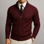 Cardigan homme maille zippé col montant
