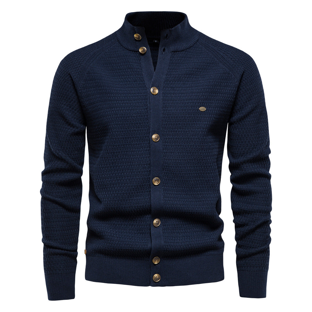 Cardigan homme texturé col montant
