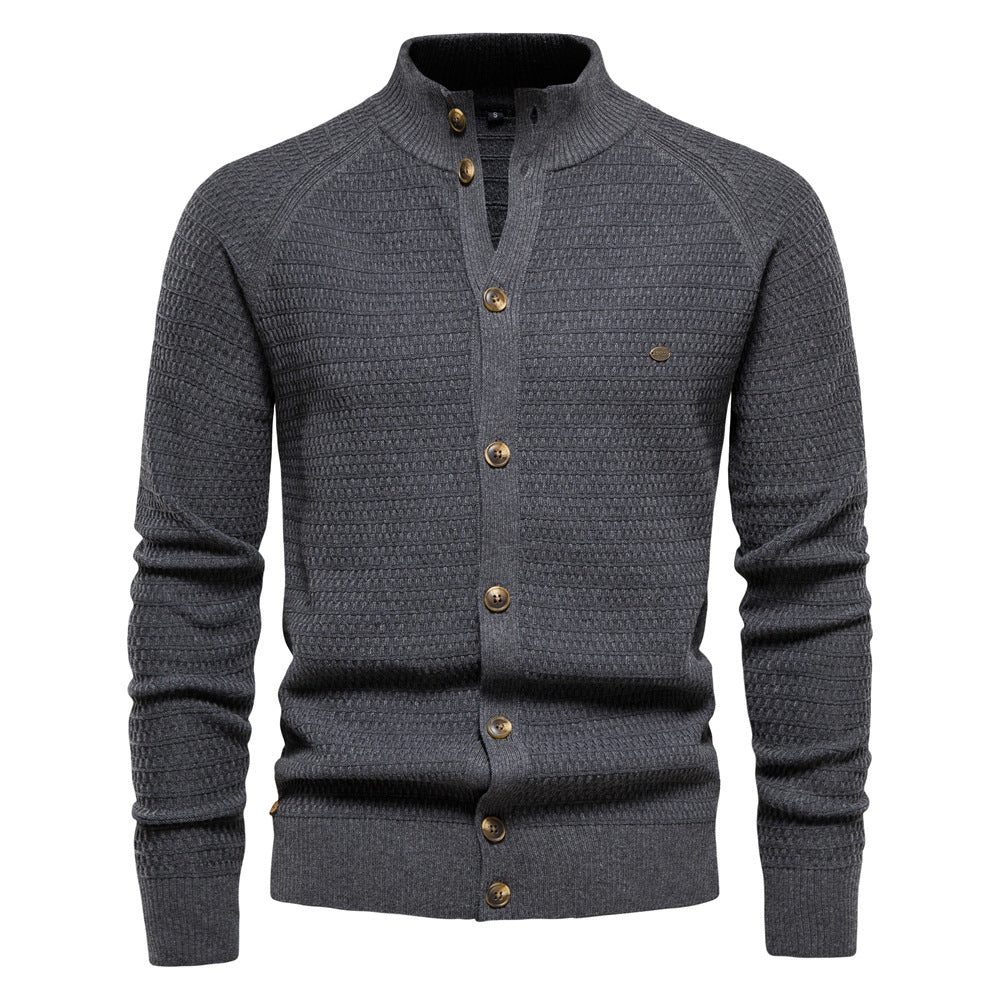 Cardigan homme texturé col montant
