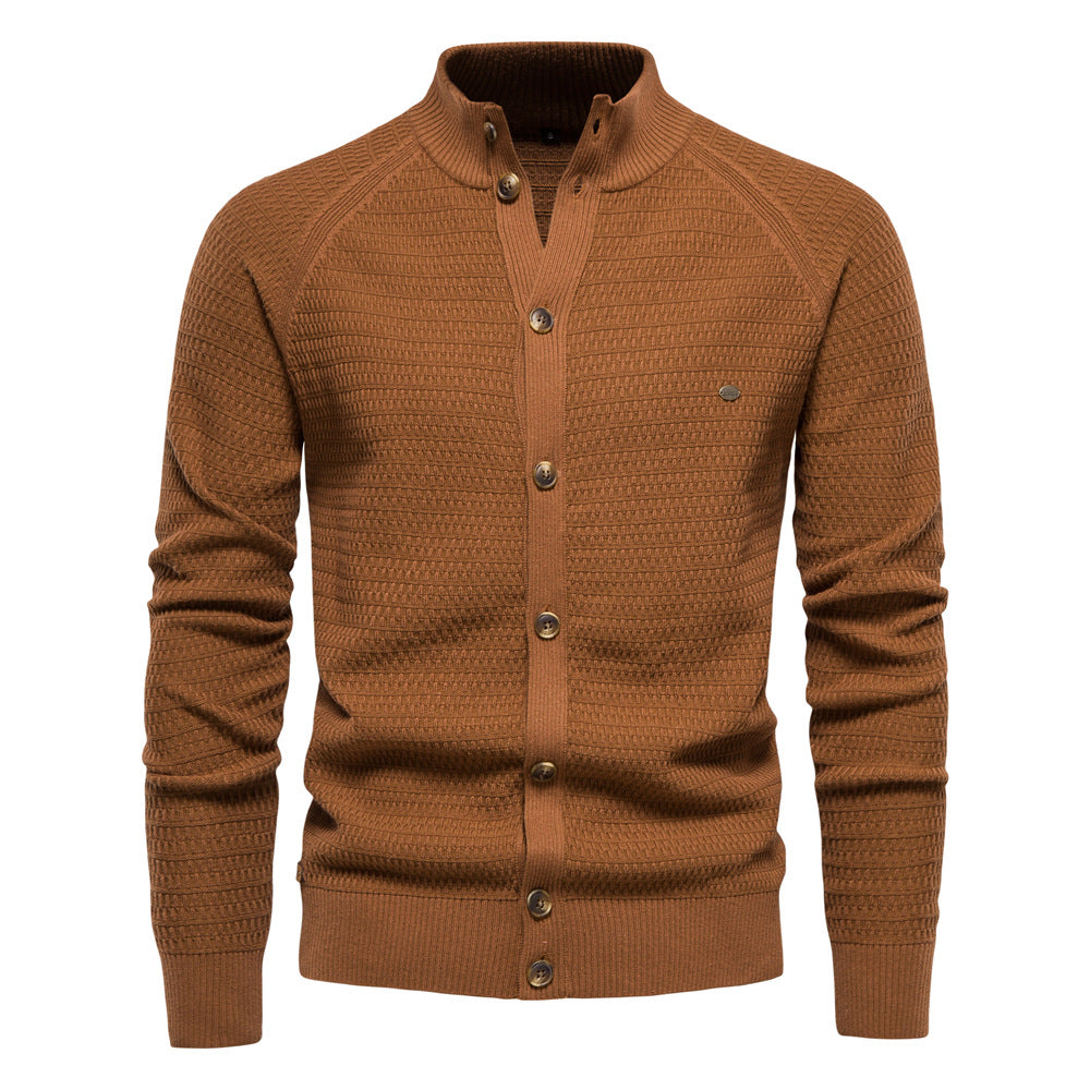 Cardigan homme texturé col montant