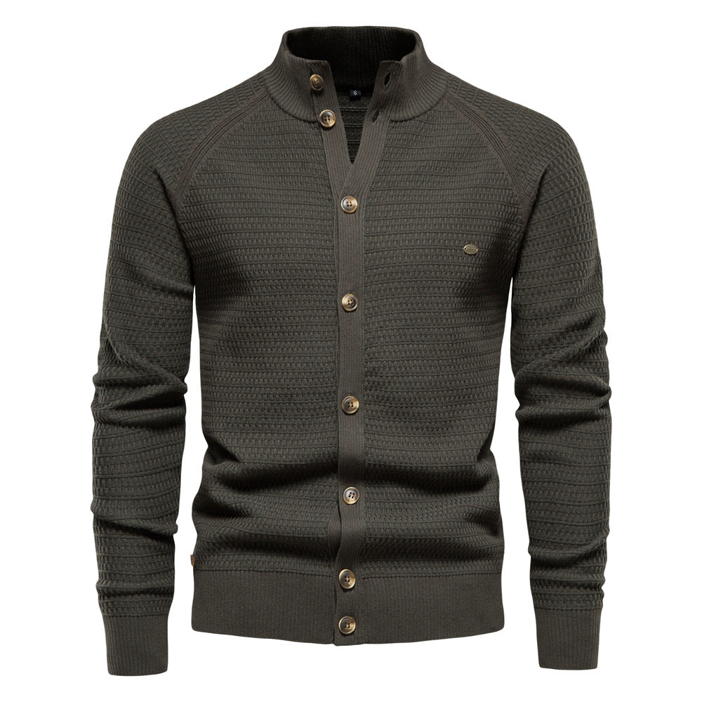 Cardigan homme texturé col montant