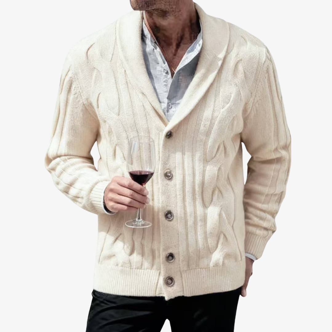 Cardigan homme torsadé à col châle pour