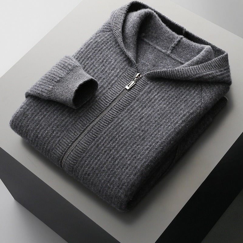 Cardigan homme zippé à capuche