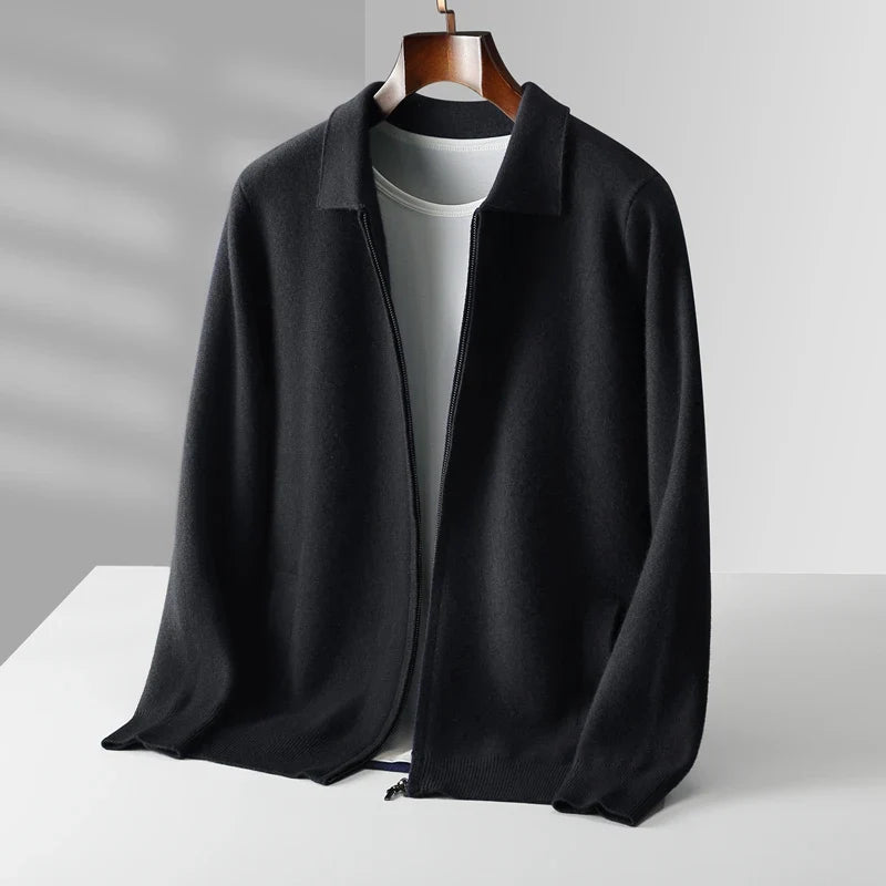 Cardigan homme zippé col chemise