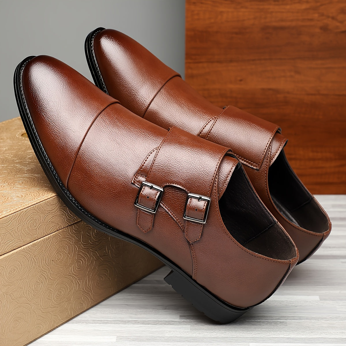 Chaussures Monk Strap à double boucle pour homme