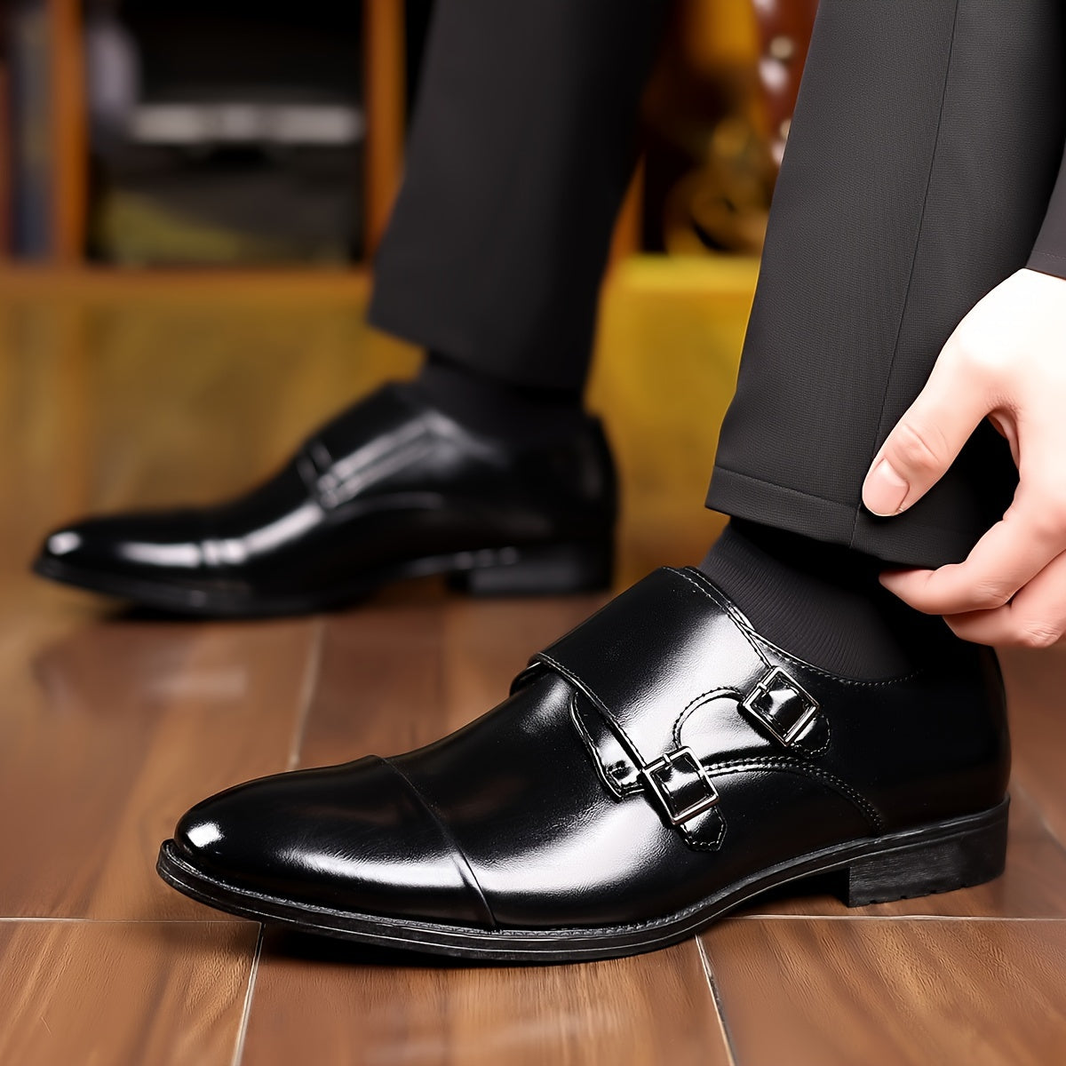 Chaussures Monk Strap à double boucle pour homme