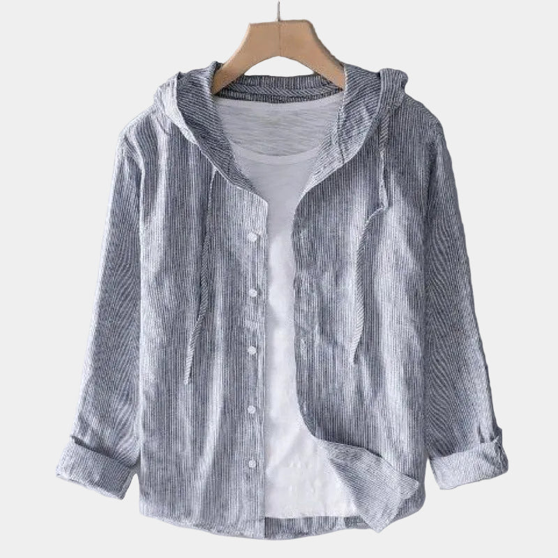 Chemise homme à capuche rayée