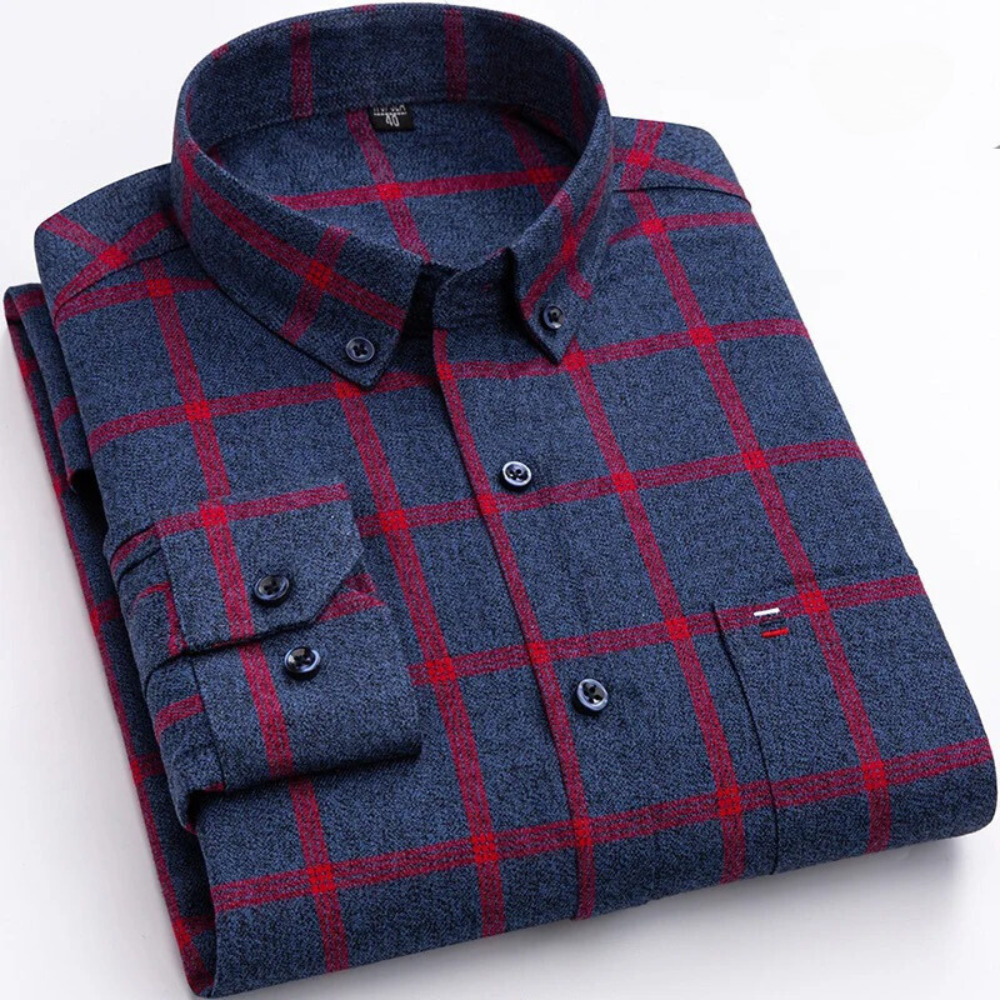 Chemise à carreaux boutonnée pour homme