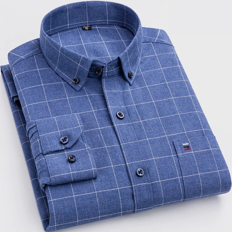 Chemise à carreaux boutonnée pour homme
