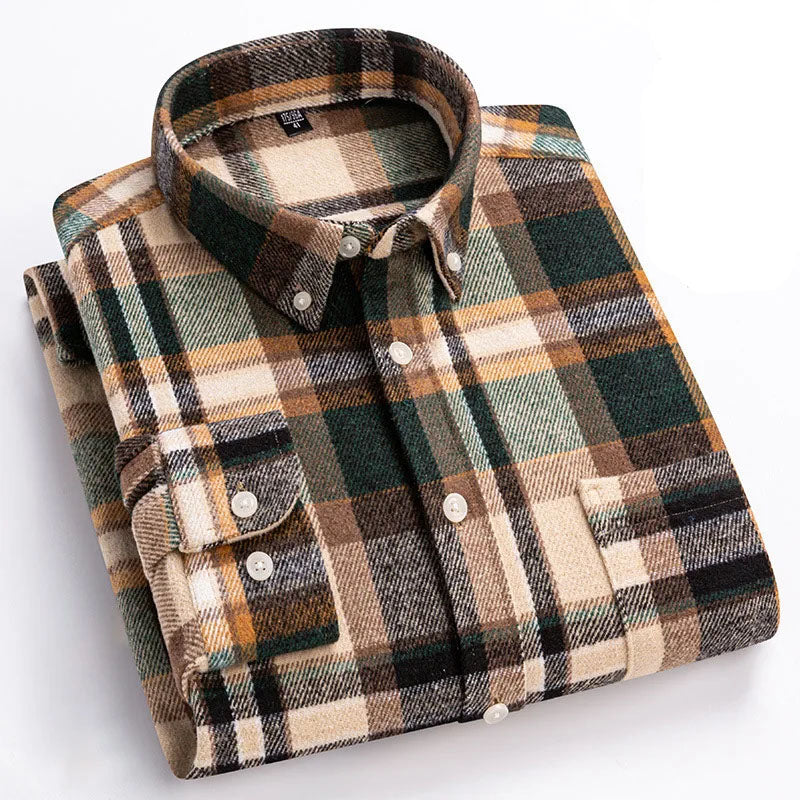Chemise homme à carreaux col boutonné