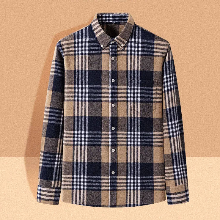 Chemise homme à carreaux col boutonné