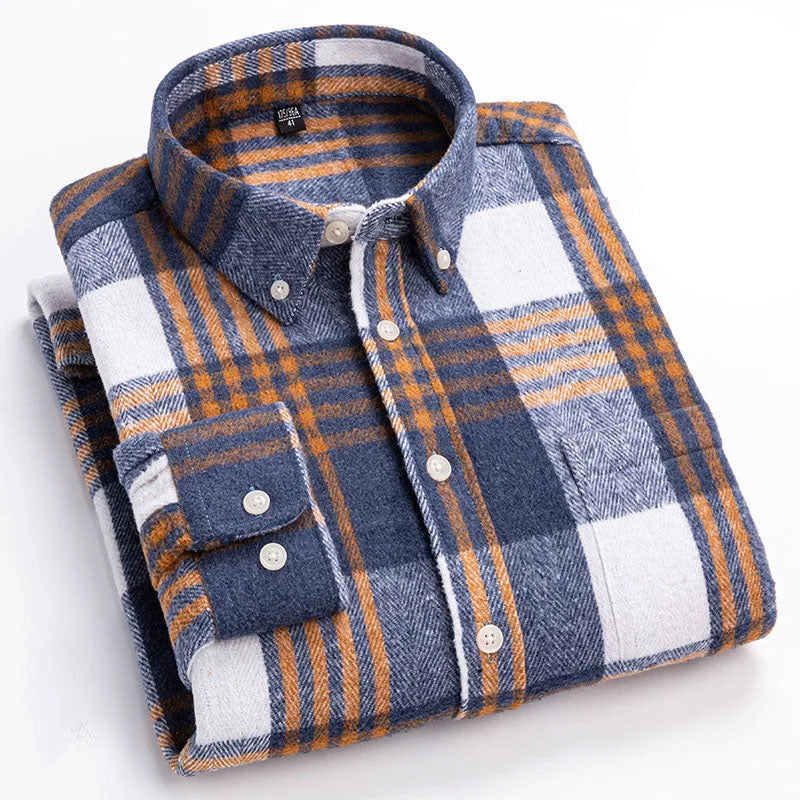 Chemise homme à carreaux col boutonné
