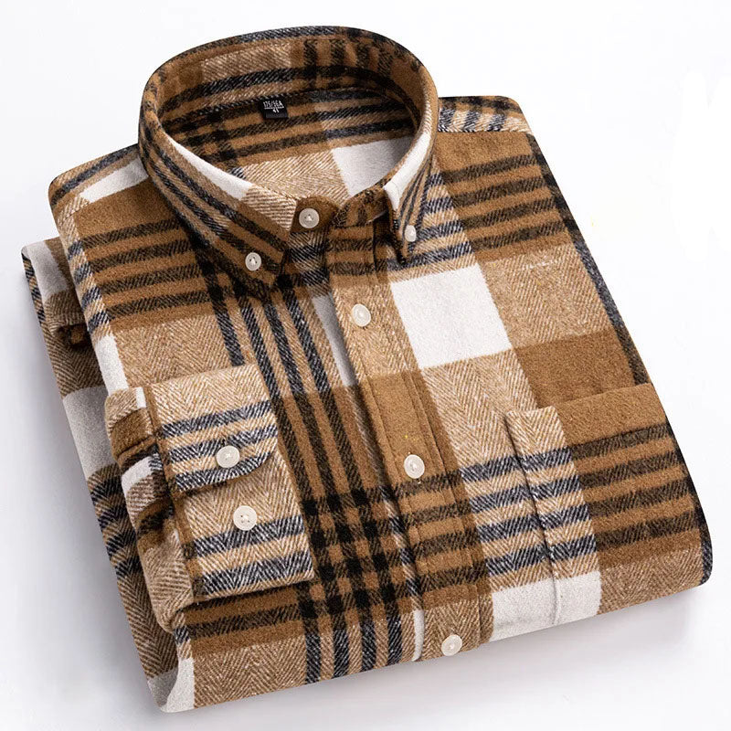 Chemise homme à carreaux col boutonné