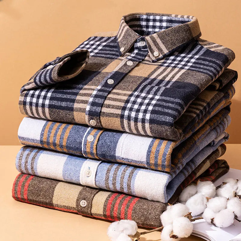 Chemise homme à carreaux col boutonné