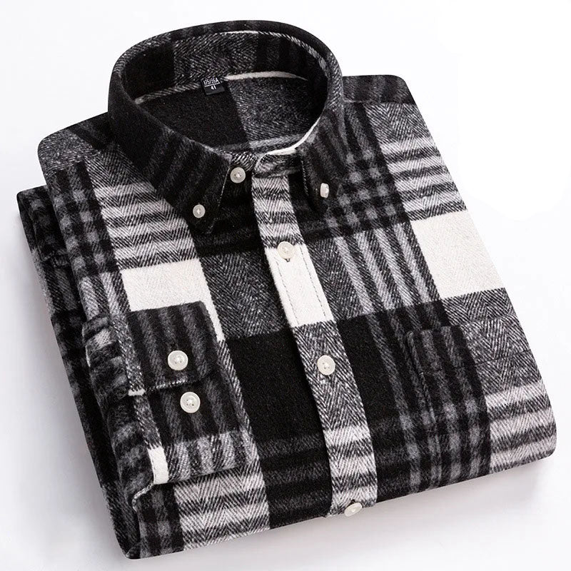 Chemise homme à carreaux col boutonné