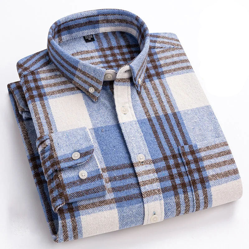 Chemise homme à carreaux col boutonné