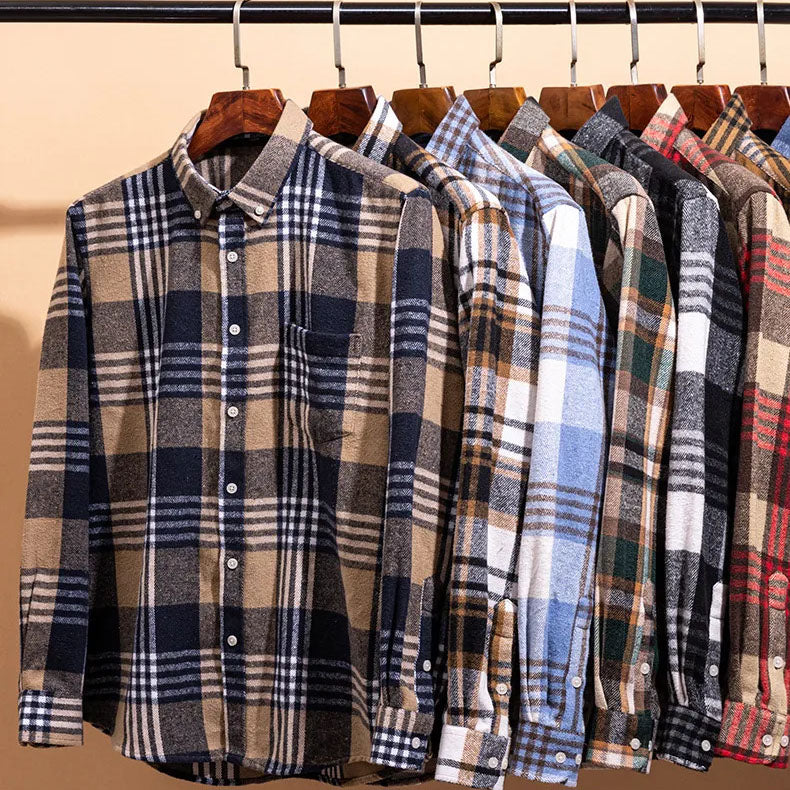 Chemise homme à carreaux col boutonné