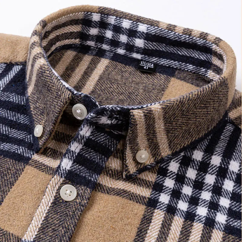 Chemise homme à carreaux col boutonné