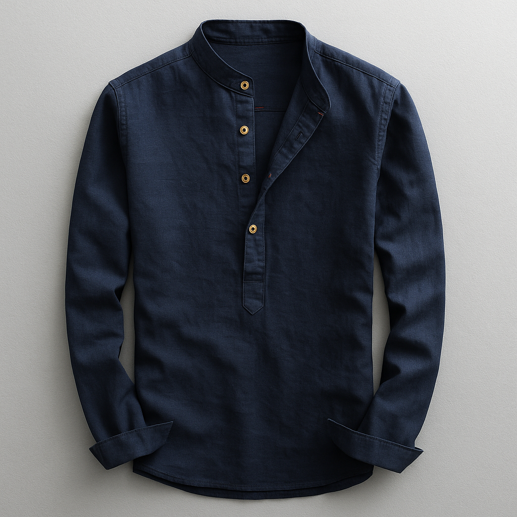 Chemise homme à col montant boutonnée