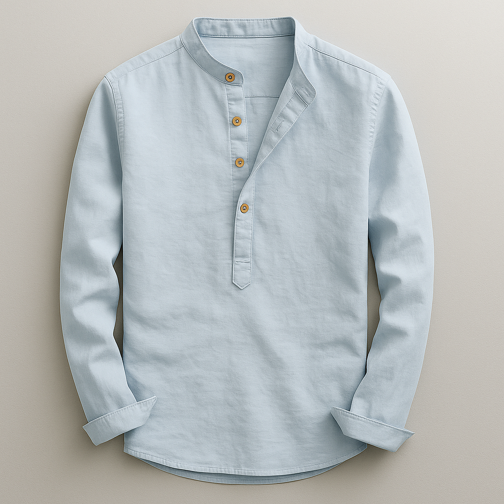 Chemise homme à col montant boutonnée