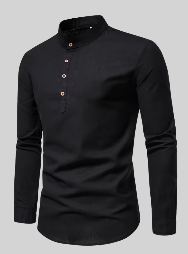 Chemise Homme à Manches Longues et Col Mao