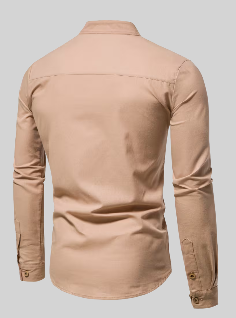 Chemise Homme à Manches Longues et Col Mao