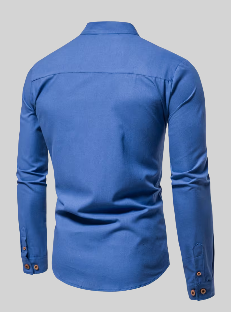 Chemise Homme à Manches Longues et Col Mao