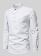 Chemise Homme à Manches Longues et Col Mao