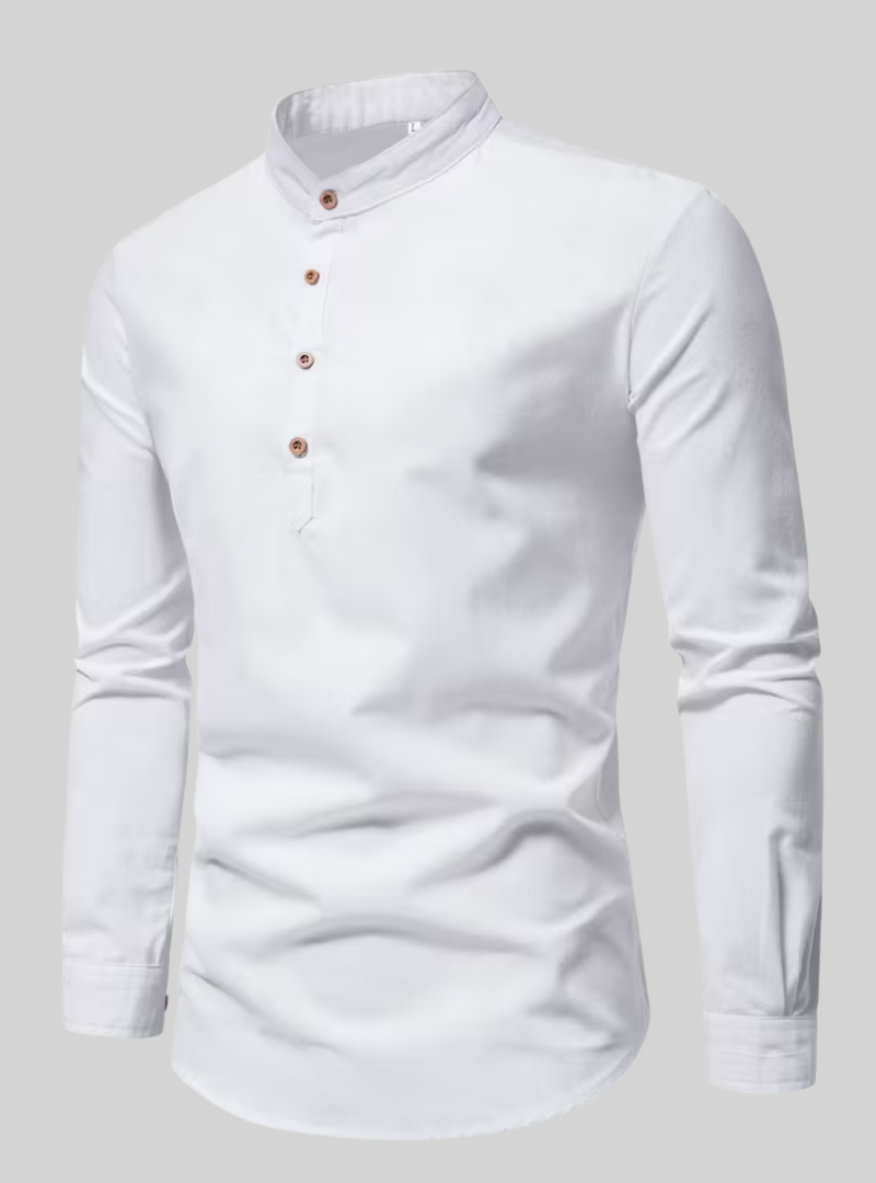 Chemise Homme à Manches Longues et Col Mao