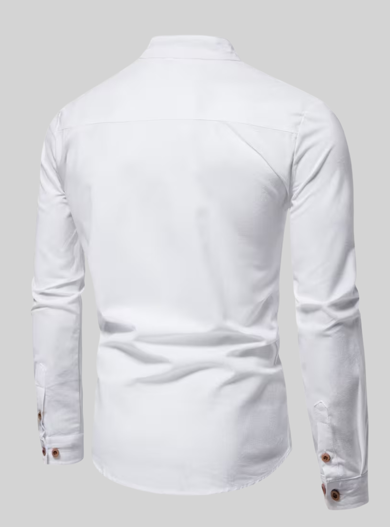 Chemise Homme à Manches Longues et Col Mao