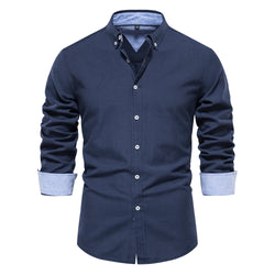 Chemise homme à col boutonné et poignets contrastés
