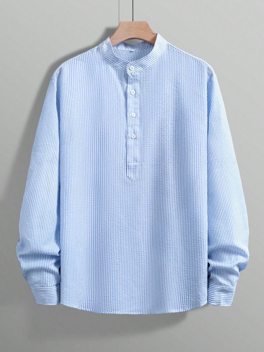 Chemise homme col mao à rayures