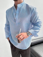 Chemise homme col mao à rayures